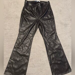 Flare faux leather higher high rise pants, size 14